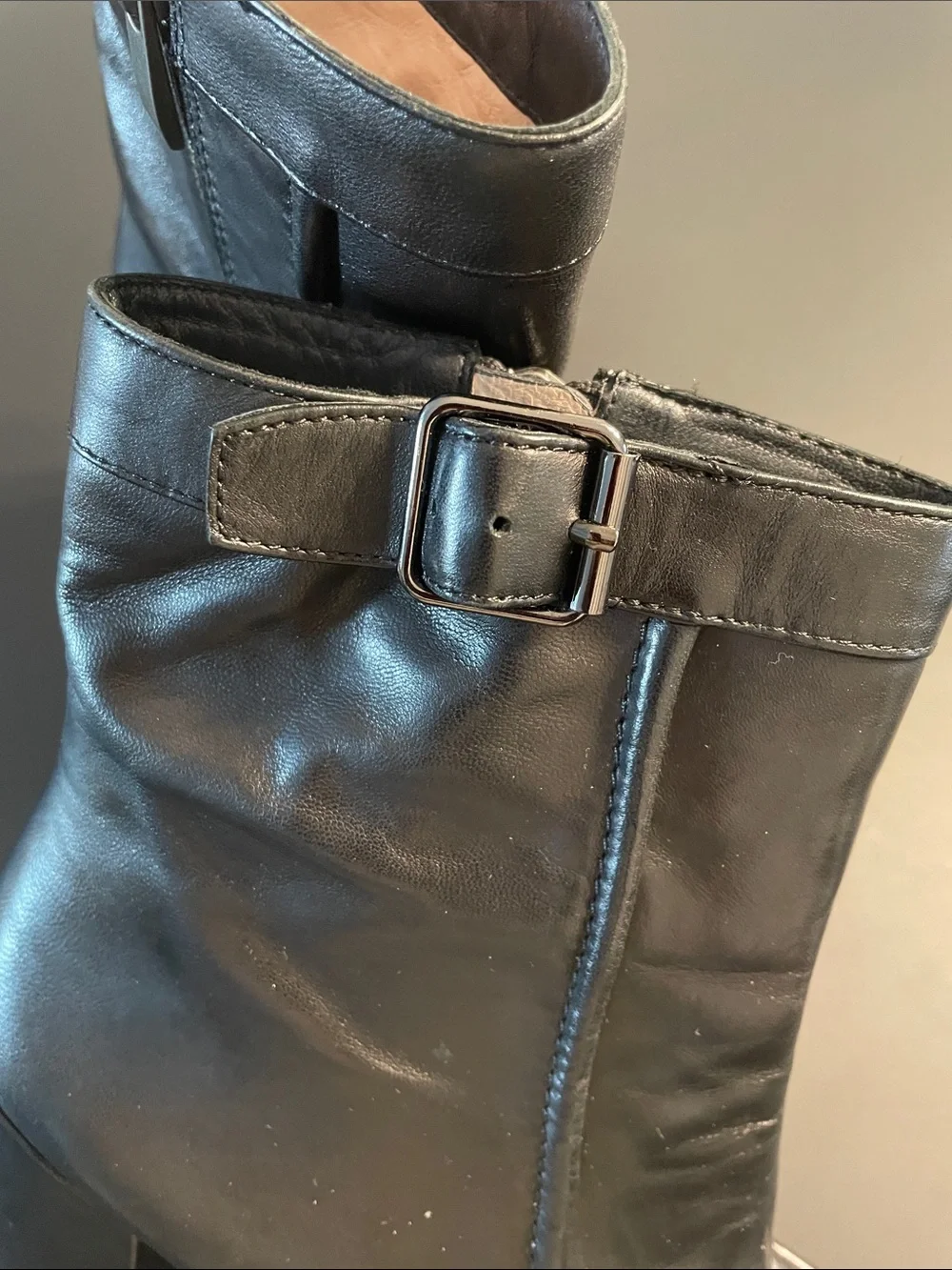 Pour la Victoire Black Italian Leather Ankle Boots Sz 7.5 Polished Lux Workwear